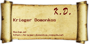 Krieger Domonkos névjegykártya